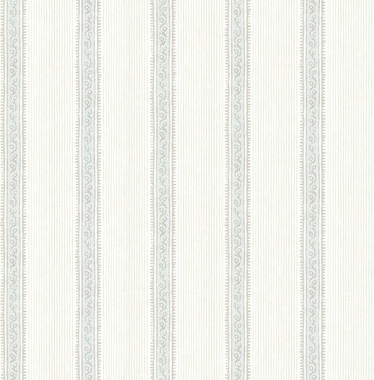 Chesapeake Plaid & Stripe Mandevilla Wallpaper - Light Blue