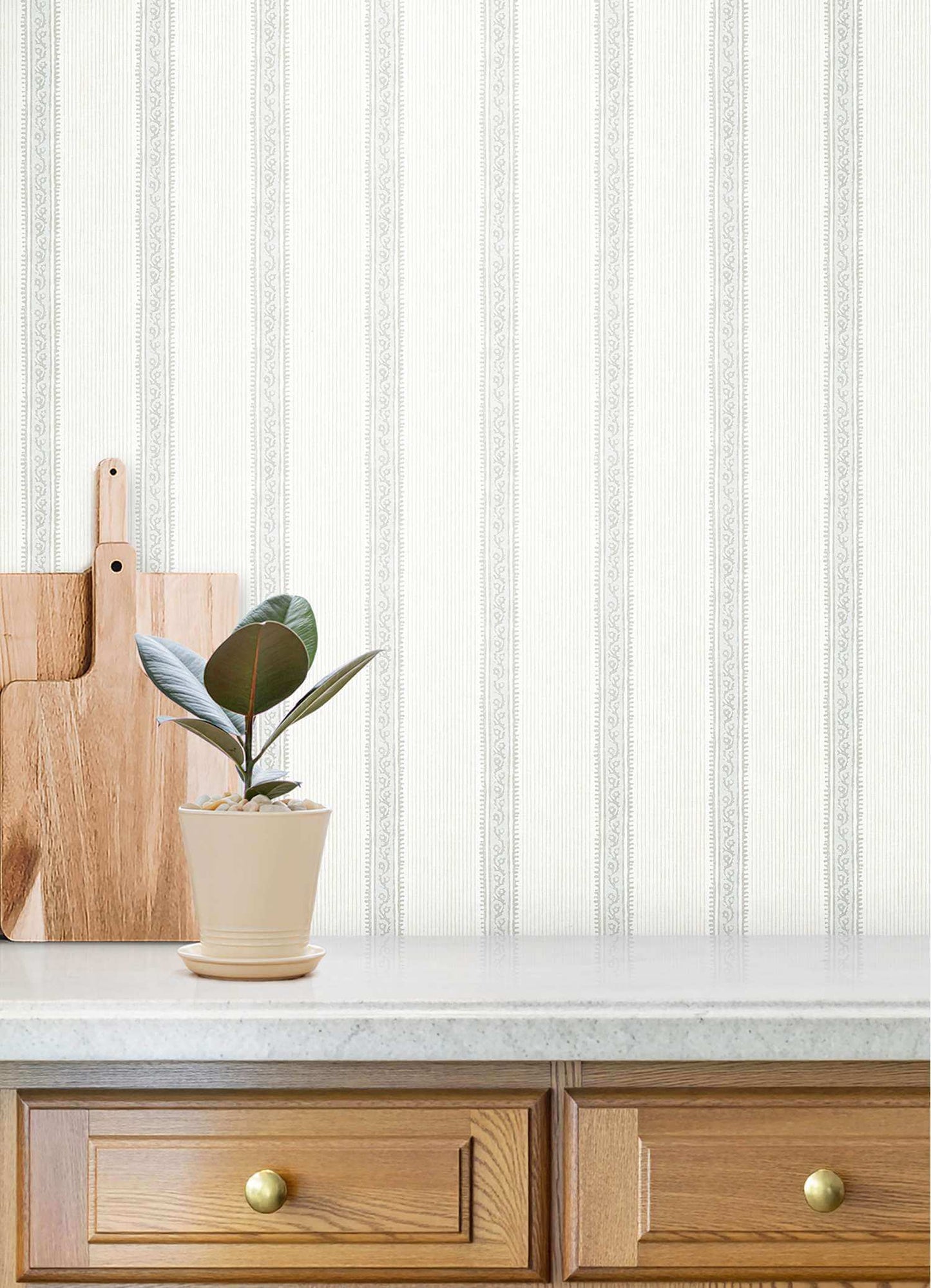 Chesapeake Plaid & Stripe Mandevilla Wallpaper - Light Blue