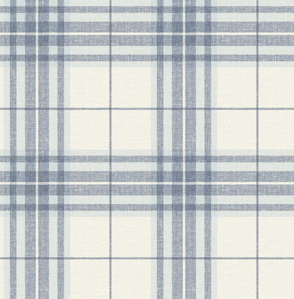 Chesapeake Plaid & Stripe Cabin Check Wallpaper Sample - Blue