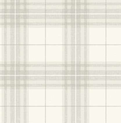 Chesapeake Plaid & Stripe Cabin Check Wallpaper Sample - Gray