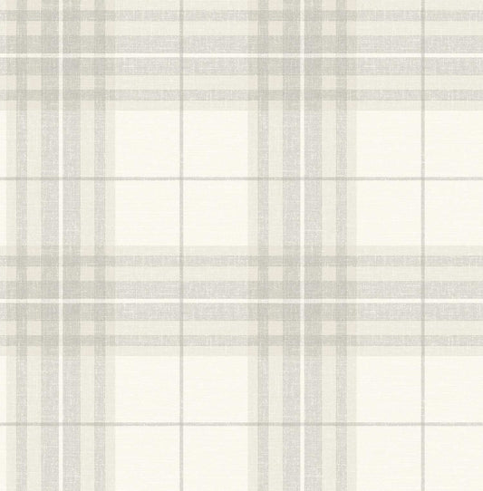 Chesapeake Plaid & Stripe Cabin Check Wallpaper - Gray