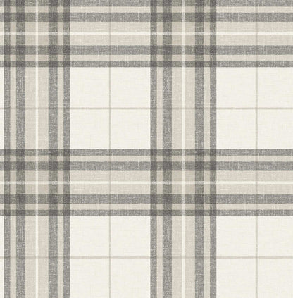 Chesapeake Plaid & Stripe Cabin Check Wallpaper Sample - Charcoal