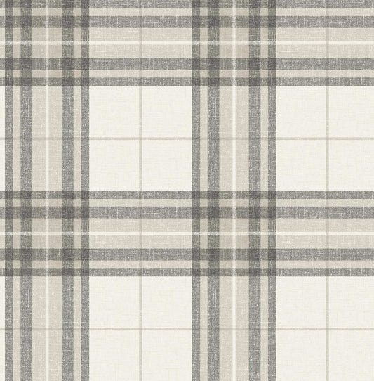 Chesapeake Plaid & Stripe Cabin Check Wallpaper Sample - Charcoal