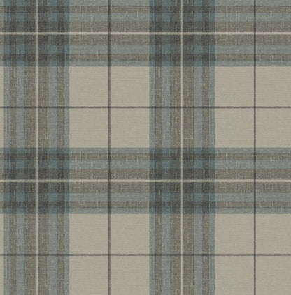 Chesapeake Plaid & Stripe Cabin Check Wallpaper - Teal