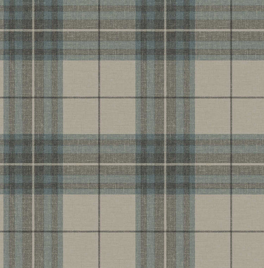Chesapeake Plaid & Stripe Cabin Check Wallpaper - Teal