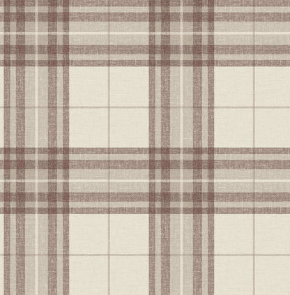 Chesapeake Plaid & Stripe Cabin Check Wallpaper - Rust