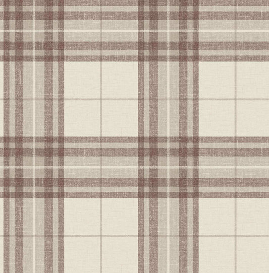 Chesapeake Plaid & Stripe Cabin Check Wallpaper - Rust