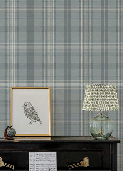 Chesapeake Plaid & Stripe Austin Wallpaper Sample - Slate