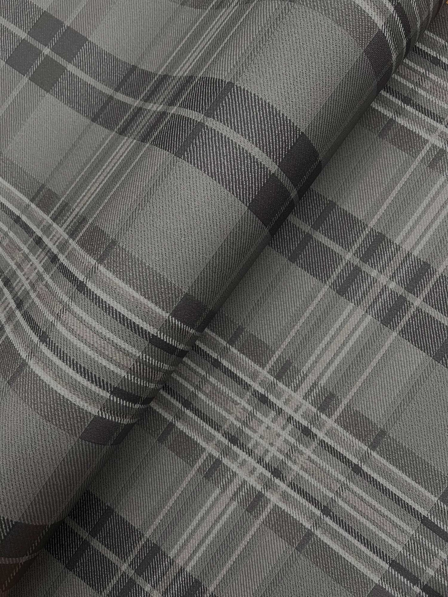 Chesapeake Plaid & Stripe Austin Wallpaper - Charcoal