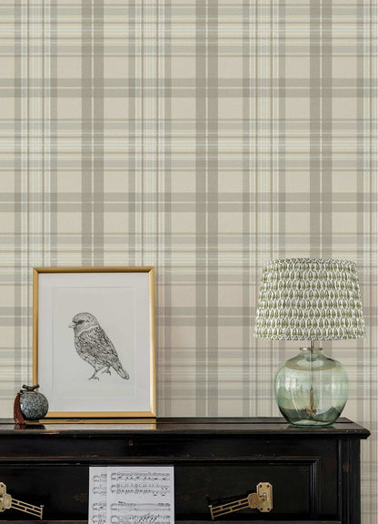Chesapeake Plaid & Stripe Austin Wallpaper Sample - Beige