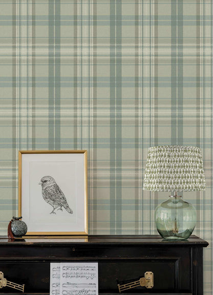 Chesapeake Plaid & Stripe Austin Wallpaper - Sage