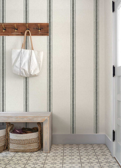 Chesapeake Plaid & Stripe Linette Wallpaper Sample - Black