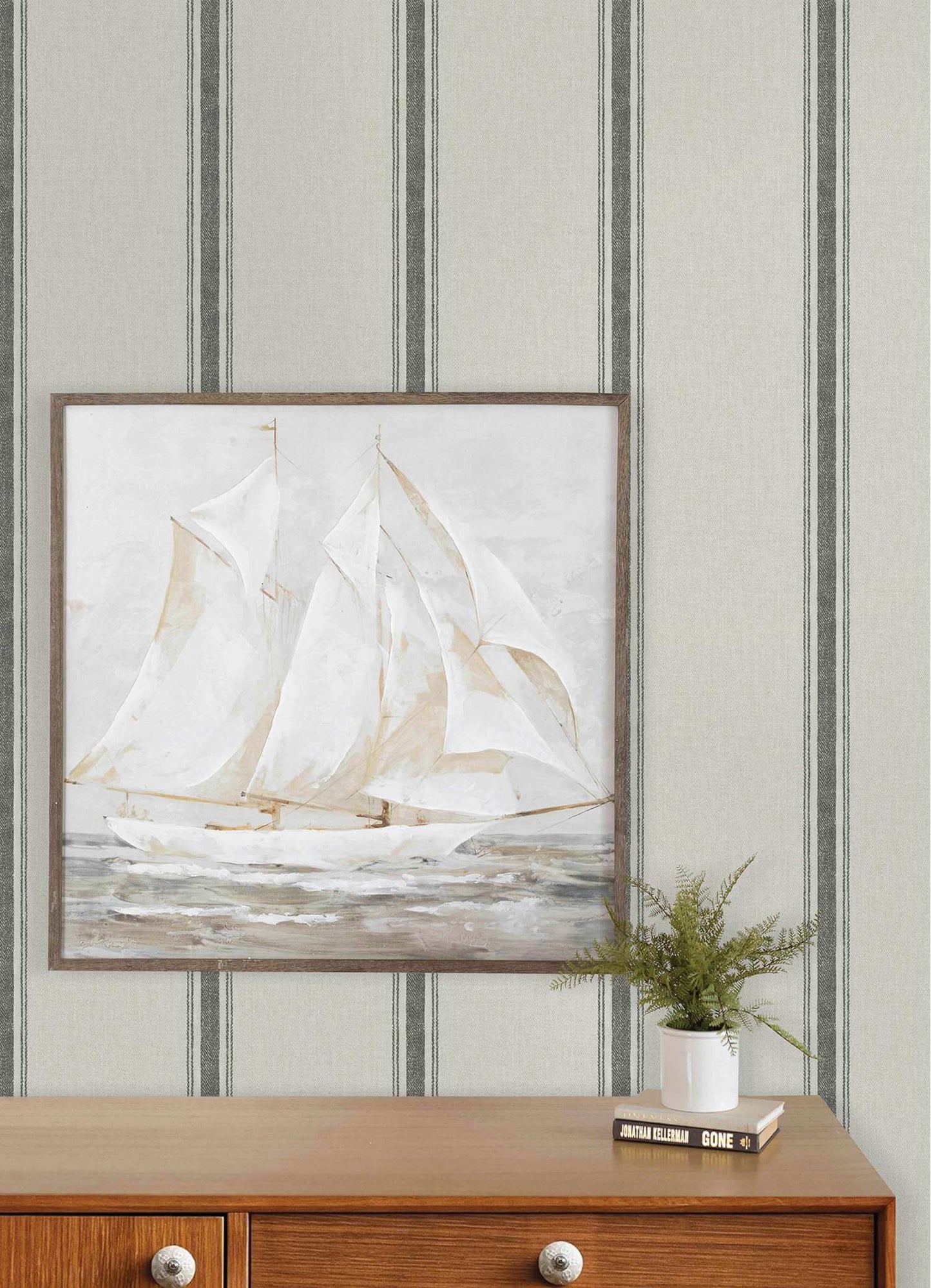 Chesapeake Plaid & Stripe Linette Wallpaper Sample - Black