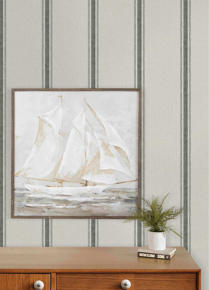 Chesapeake Plaid & Stripe Linette Wallpaper Sample - Black