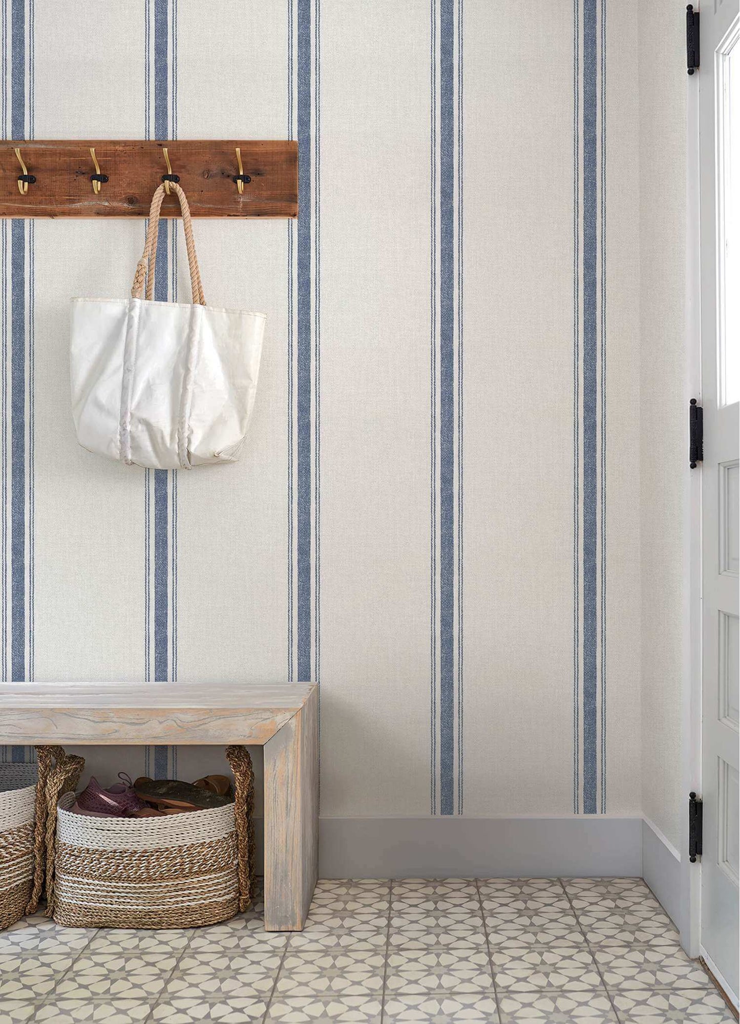 Chesapeake Plaid & Stripe Linette Wallpaper Sample - Blue