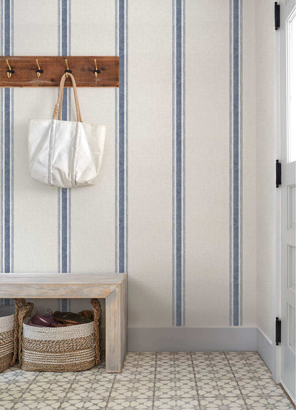Chesapeake Plaid & Stripe Linette Wallpaper Sample - Blue