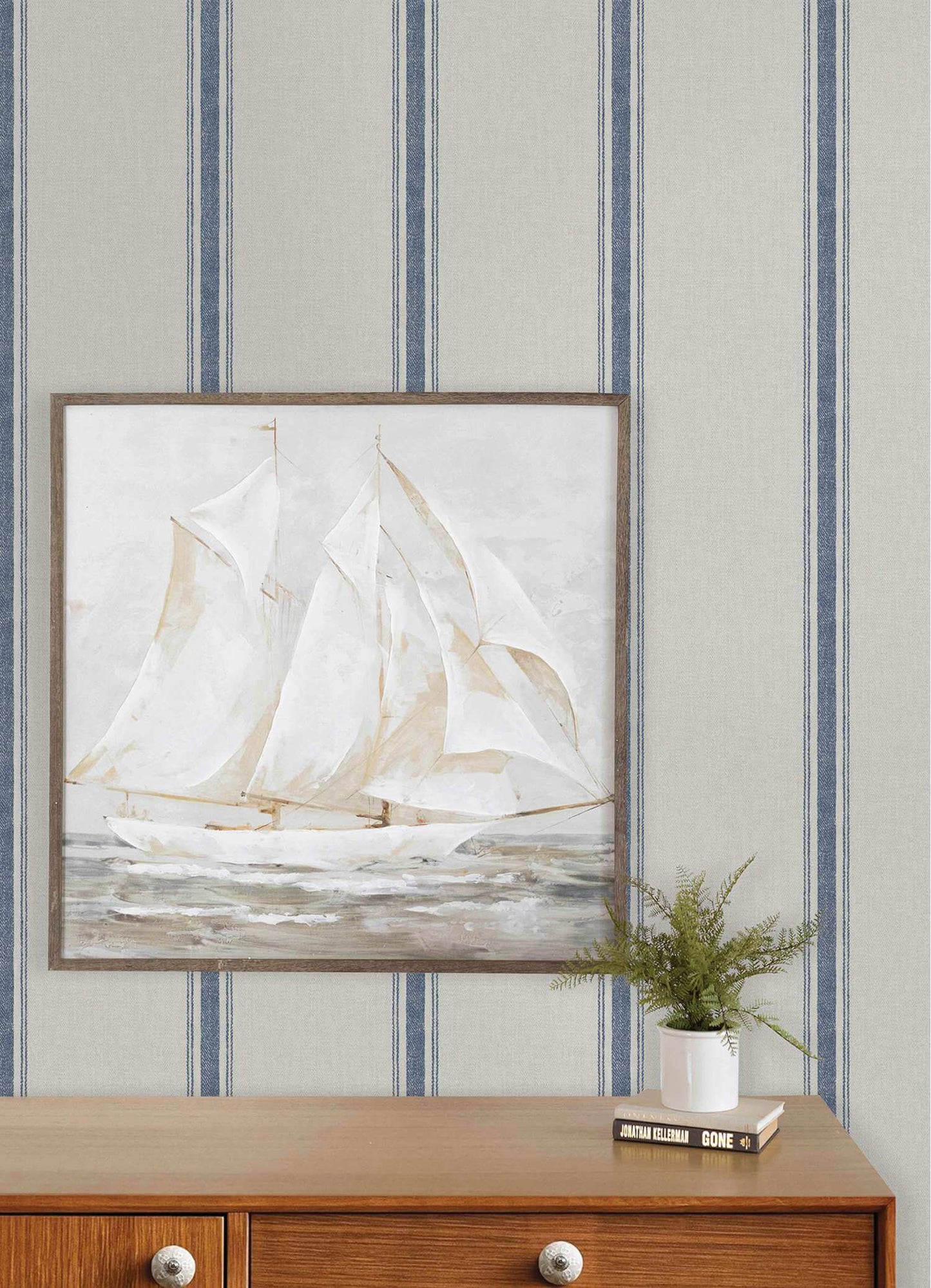 Chesapeake Plaid & Stripe Linette Wallpaper Sample - Blue