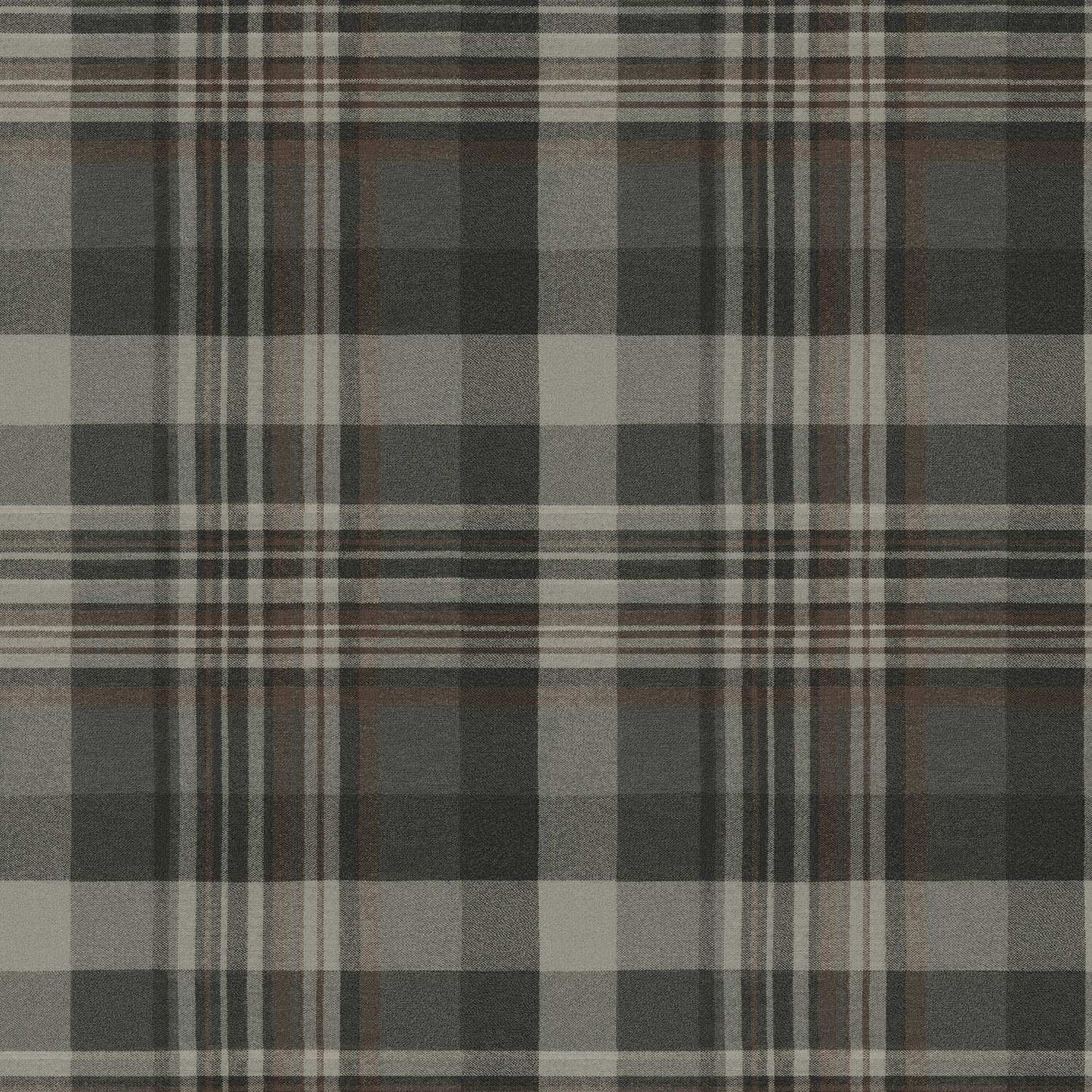 Chesapeake Plaid & Stripe Dutton Flannel Wallpaper - Charcoal