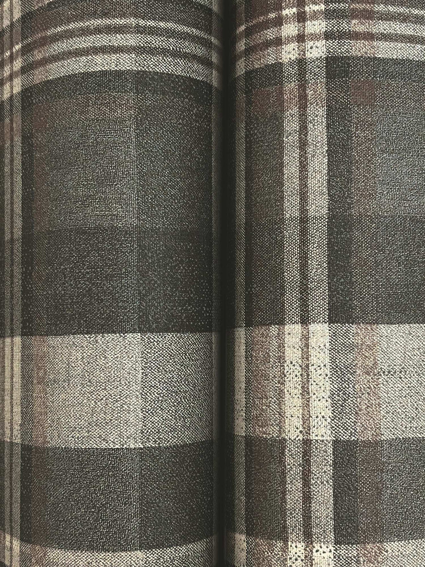 Chesapeake Plaid & Stripe Dutton Flannel Wallpaper - Charcoal
