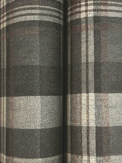 Chesapeake Plaid & Stripe Dutton Flannel Wallpaper - Charcoal