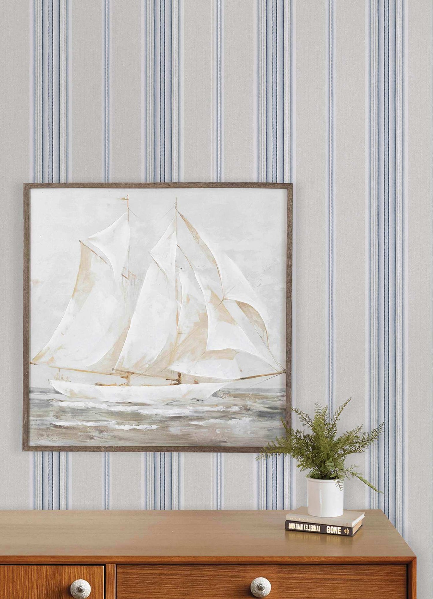 Chesapeake Plaid & Stripe Calvados Wallpaper Sample - Blue