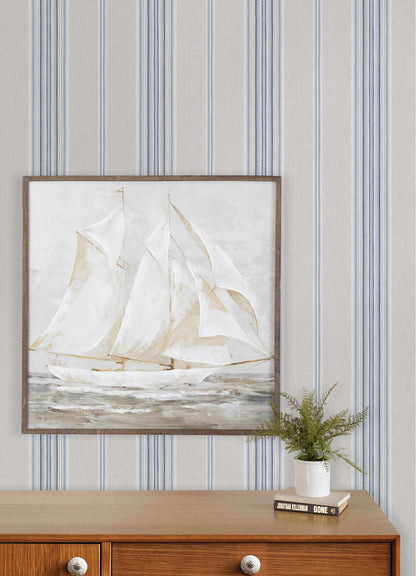 Chesapeake Plaid & Stripe Calvados Wallpaper Sample - Blue