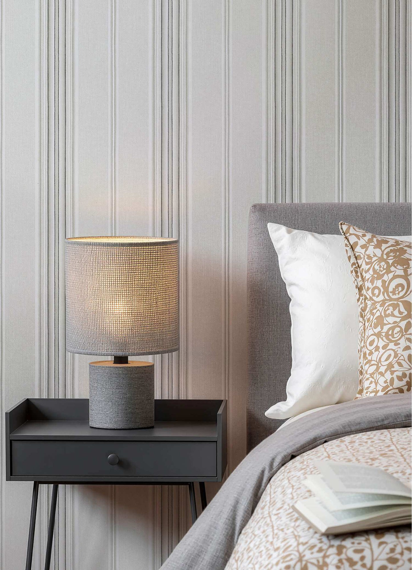 Chesapeake Plaid & Stripe Calvados Wallpaper Sample - Gray
