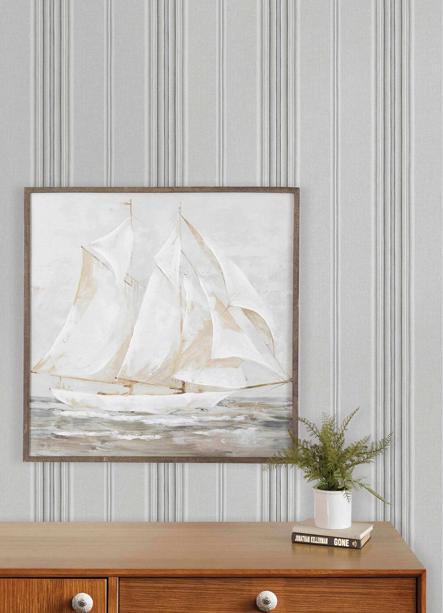 Chesapeake Plaid & Stripe Calvados Wallpaper Sample - Gray
