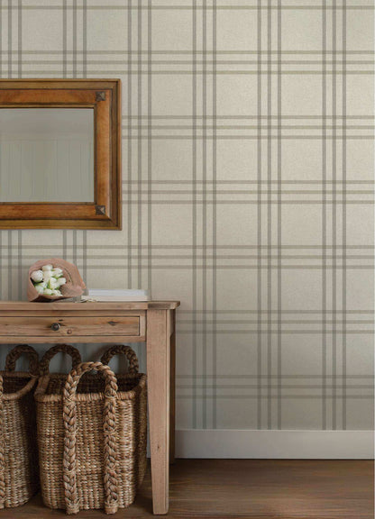 Chesapeake Plaid & Stripe Fletcher Wallpaper - Gray