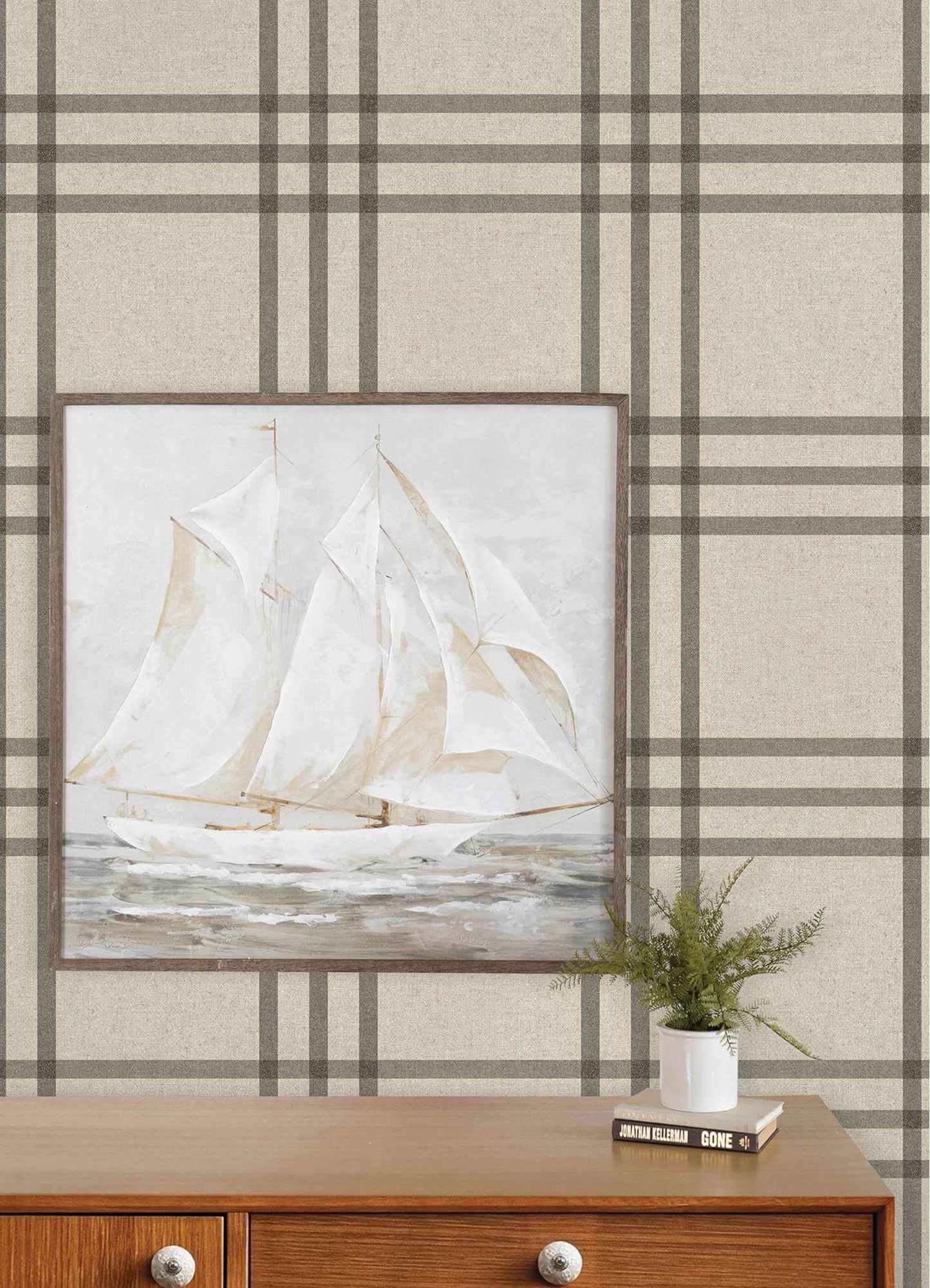 Chesapeake Plaid & Stripe Fletcher Wallpaper Sample - Black