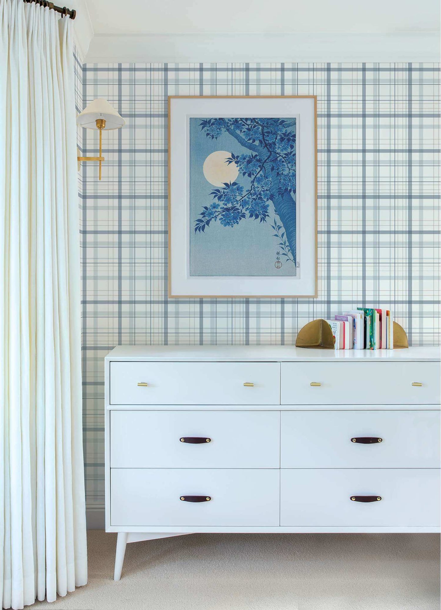Chesapeake Plaid & Stripe Burgess Wallpaper Sample - Blue