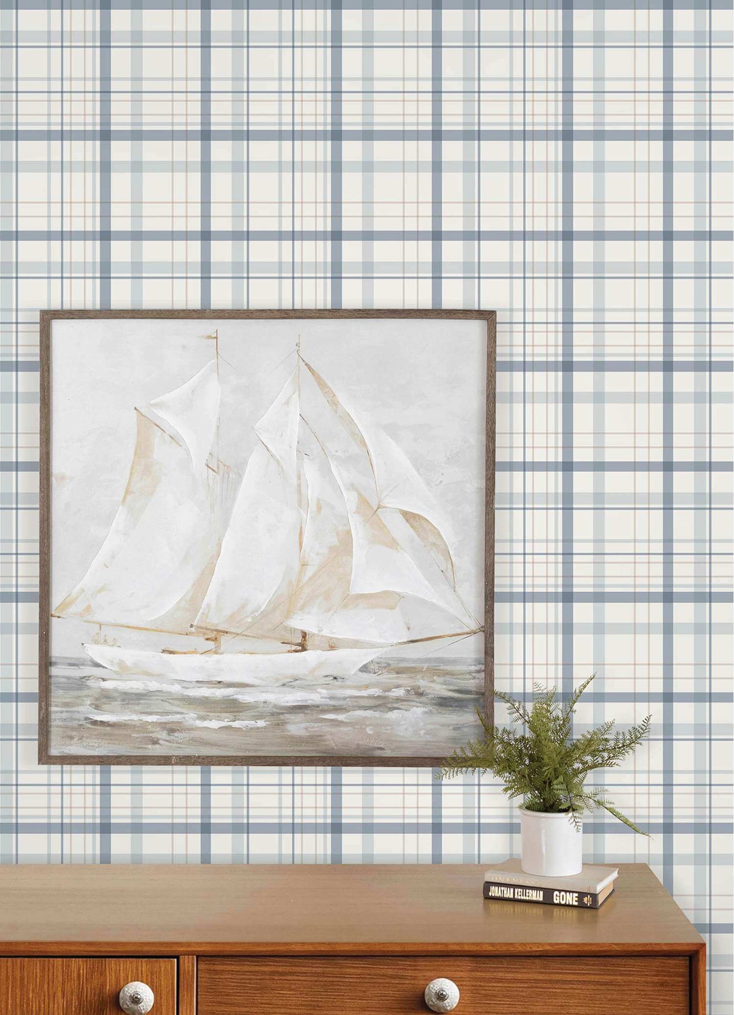 Chesapeake Plaid & Stripe Burgess Wallpaper Sample - Blue