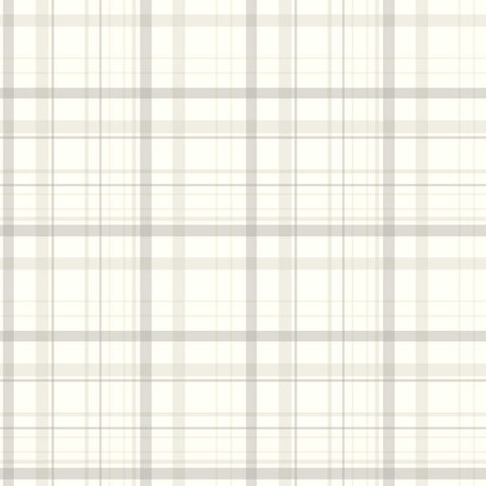 Chesapeake Plaid & Stripe Burgess Wallpaper - Light Gray