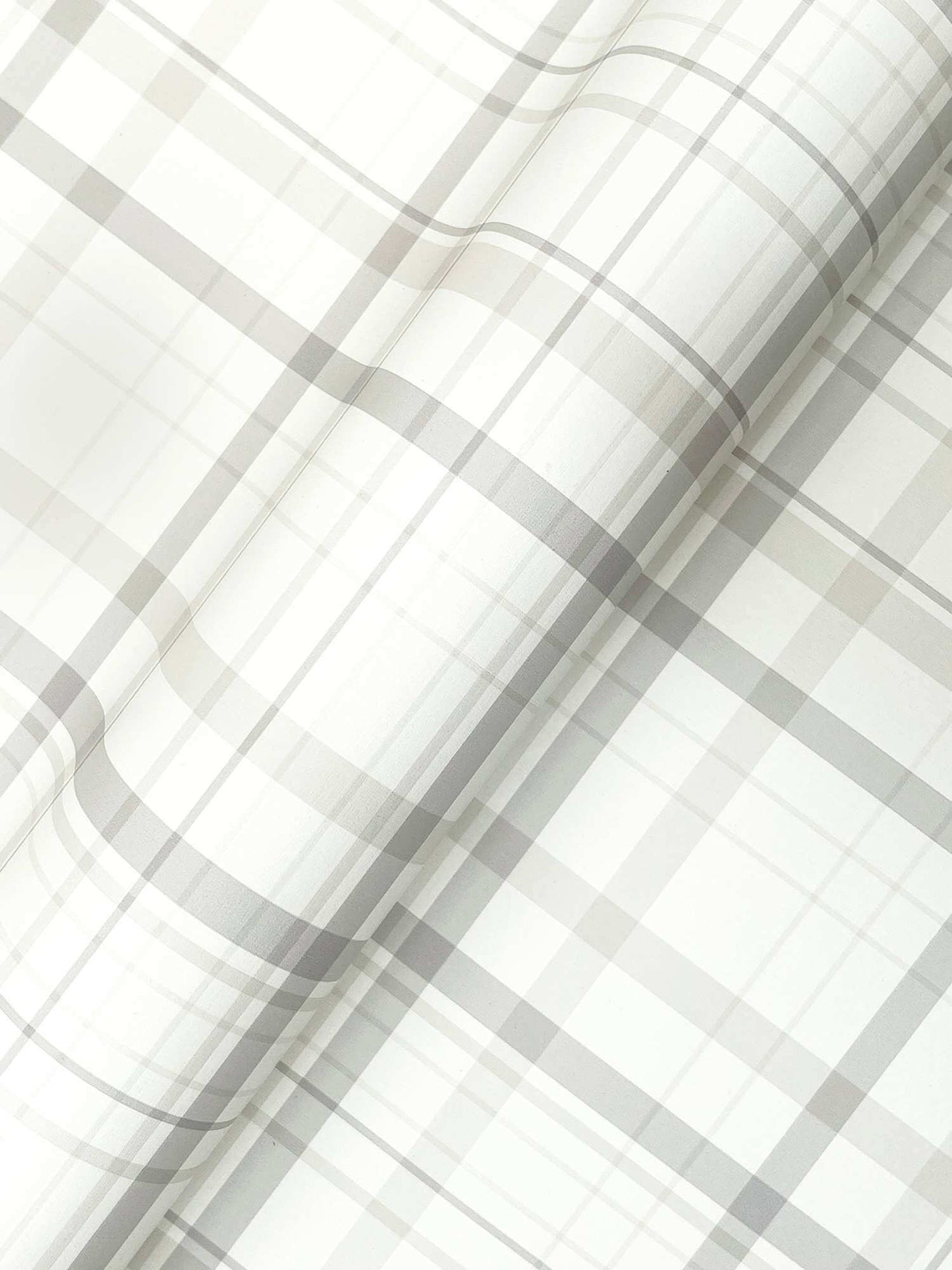 Chesapeake Plaid & Stripe Burgess Wallpaper Sample - Light Gray