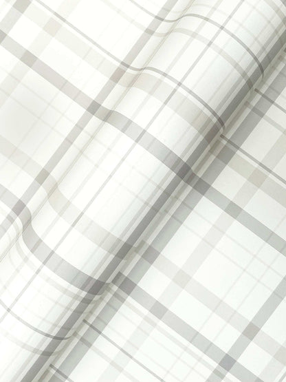 Chesapeake Plaid & Stripe Burgess Wallpaper Sample - Light Gray