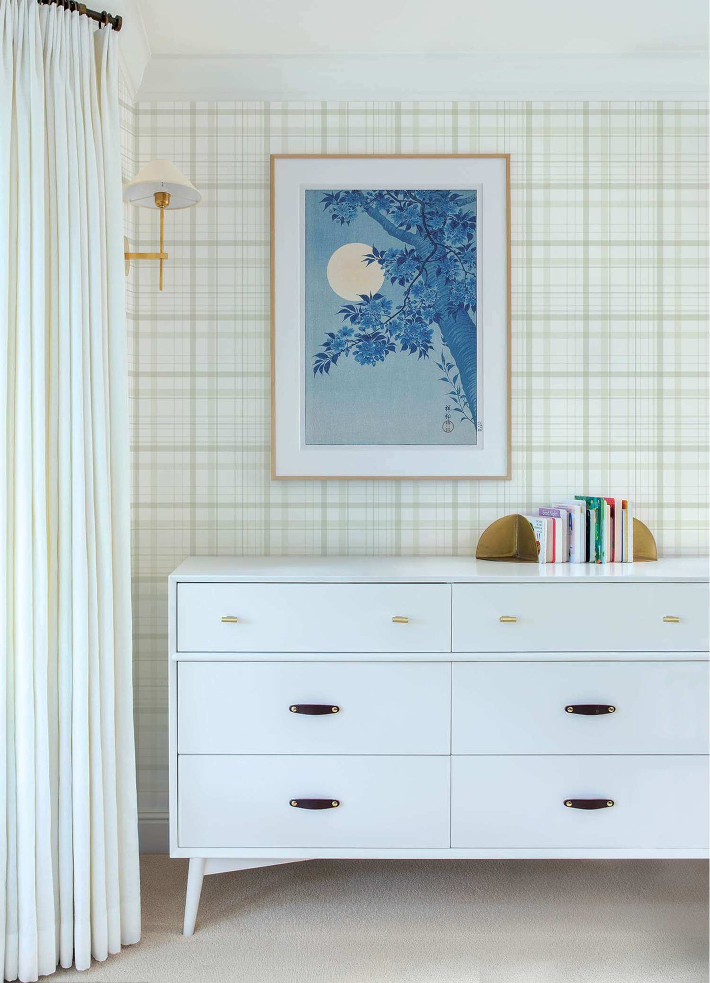 Chesapeake Plaid & Stripe Burgess Wallpaper Sample - Light Green