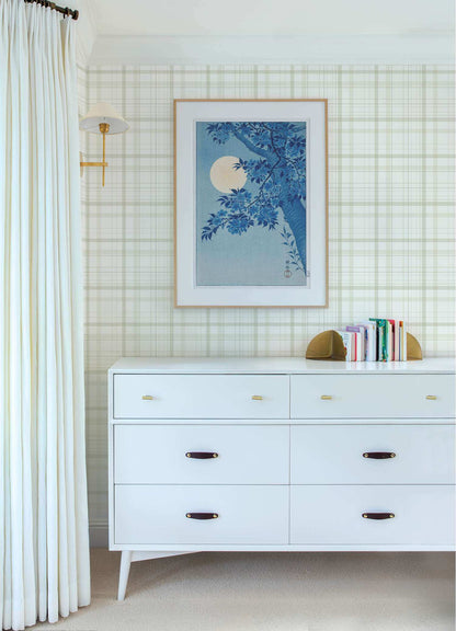 Chesapeake Plaid & Stripe Burgess Wallpaper Sample - Light Green