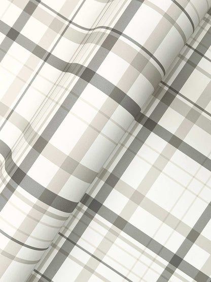 Chesapeake Plaid & Stripe Burgess Wallpaper Sample - Charcoal