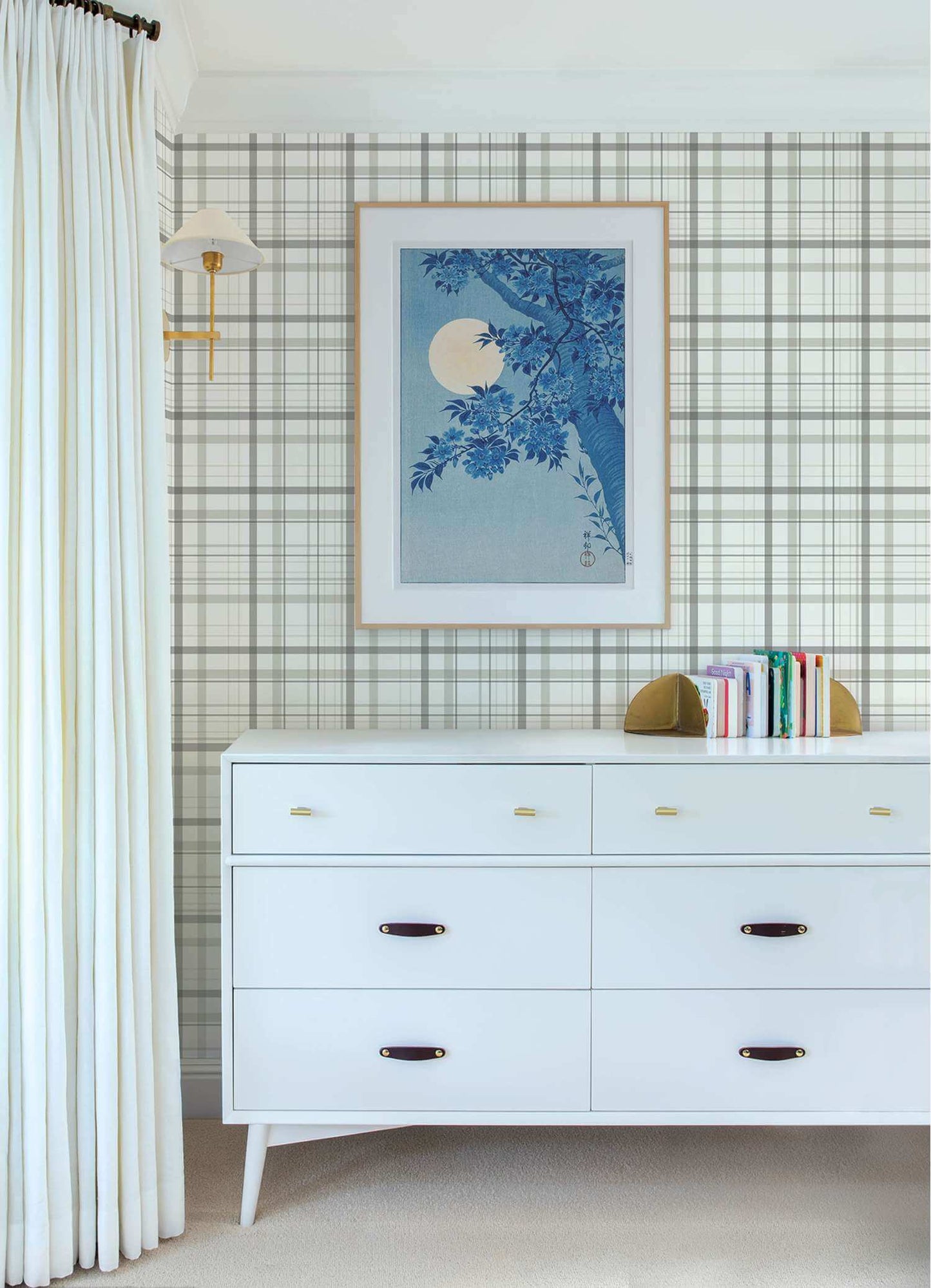 Chesapeake Plaid & Stripe Burgess Wallpaper Sample - Charcoal
