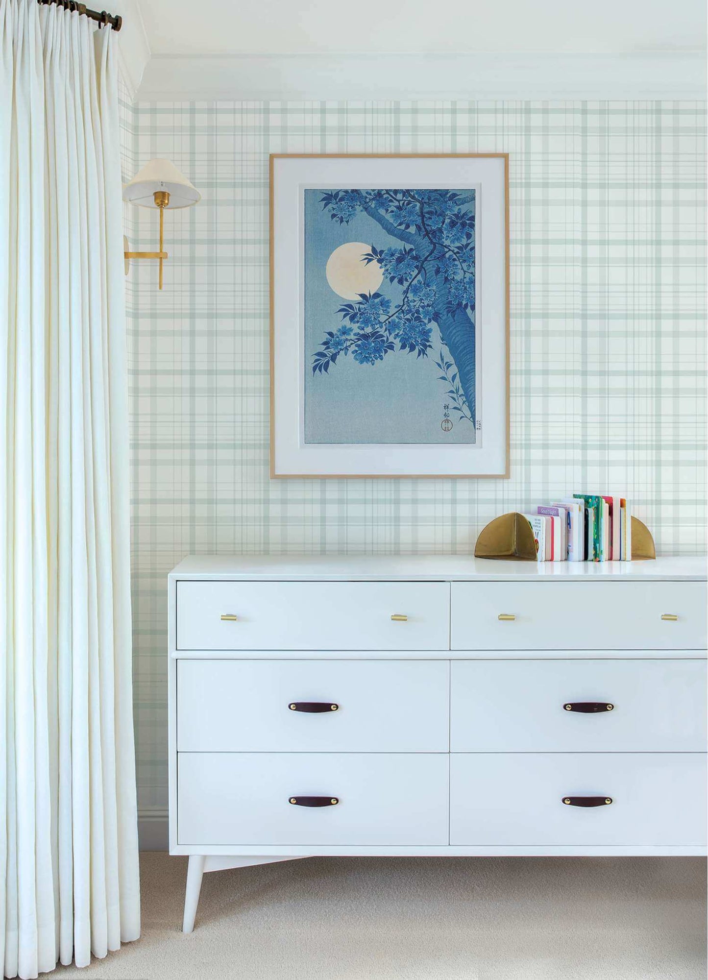 Chesapeake Plaid & Stripe Burgess Wallpaper Sample - Light Blue