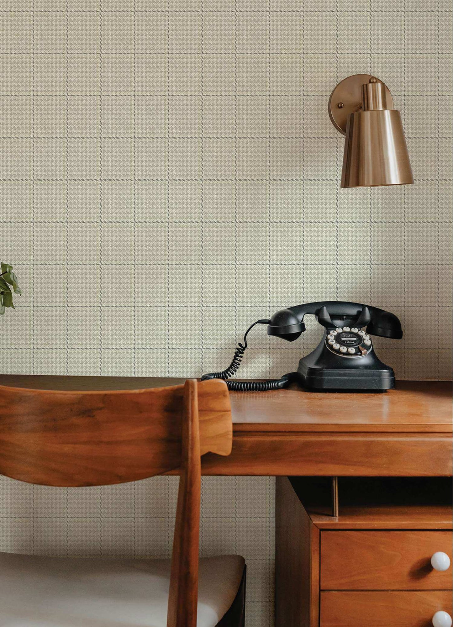 Chesapeake Plaid & Stripe Prescott Wallpaper Sample - Taupe