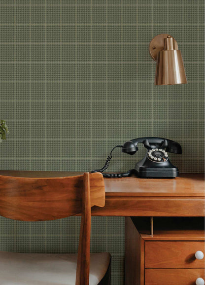 Chesapeake Plaid & Stripe Prescott Wallpaper Sample - Dark Green