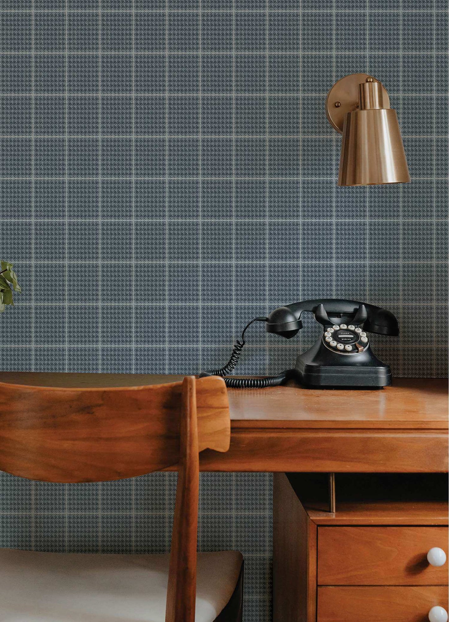 Chesapeake Plaid & Stripe Prescott Wallpaper Sample - Navy
