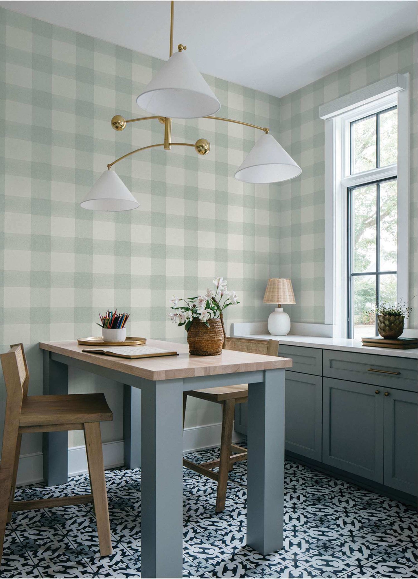 Chesapeake Plaid & Stripe Thorpe Wallpaper - Aqua