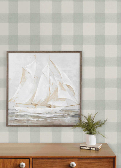 Chesapeake Plaid & Stripe Thorpe Wallpaper - Aqua