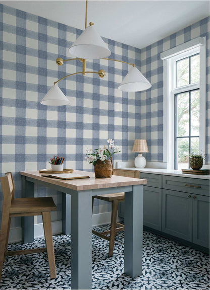 Chesapeake Plaid & Stripe Thorpe Wallpaper Sample - Blue