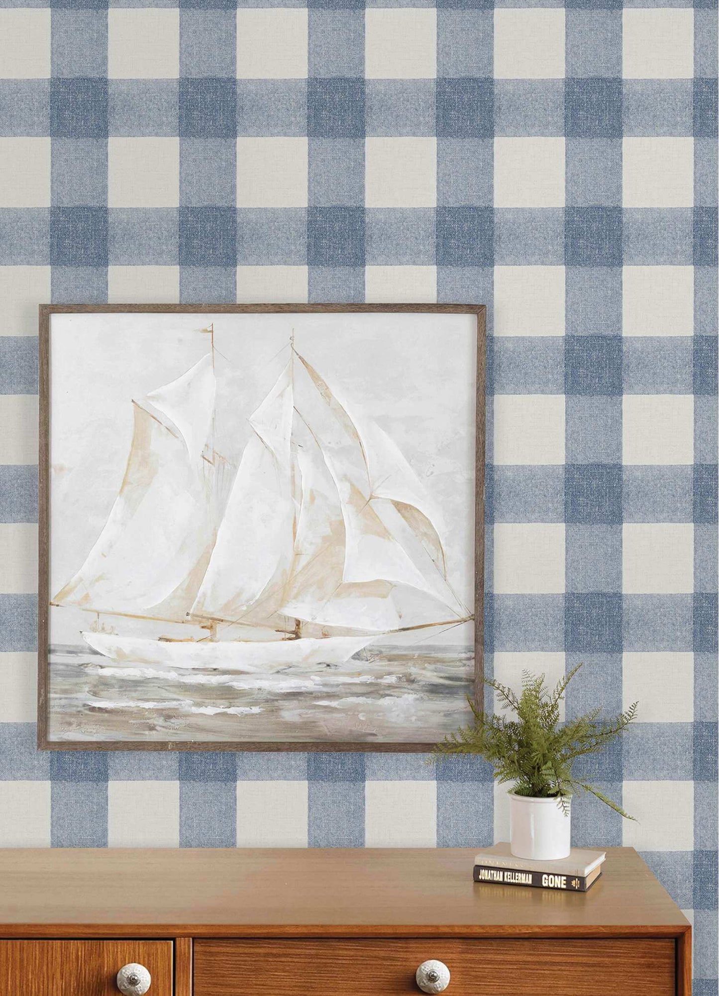 Chesapeake Plaid & Stripe Thorpe Wallpaper Sample - Blue