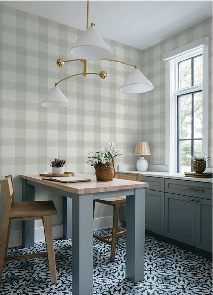 Chesapeake Plaid & Stripe Thorpe Wallpaper - Light Gray