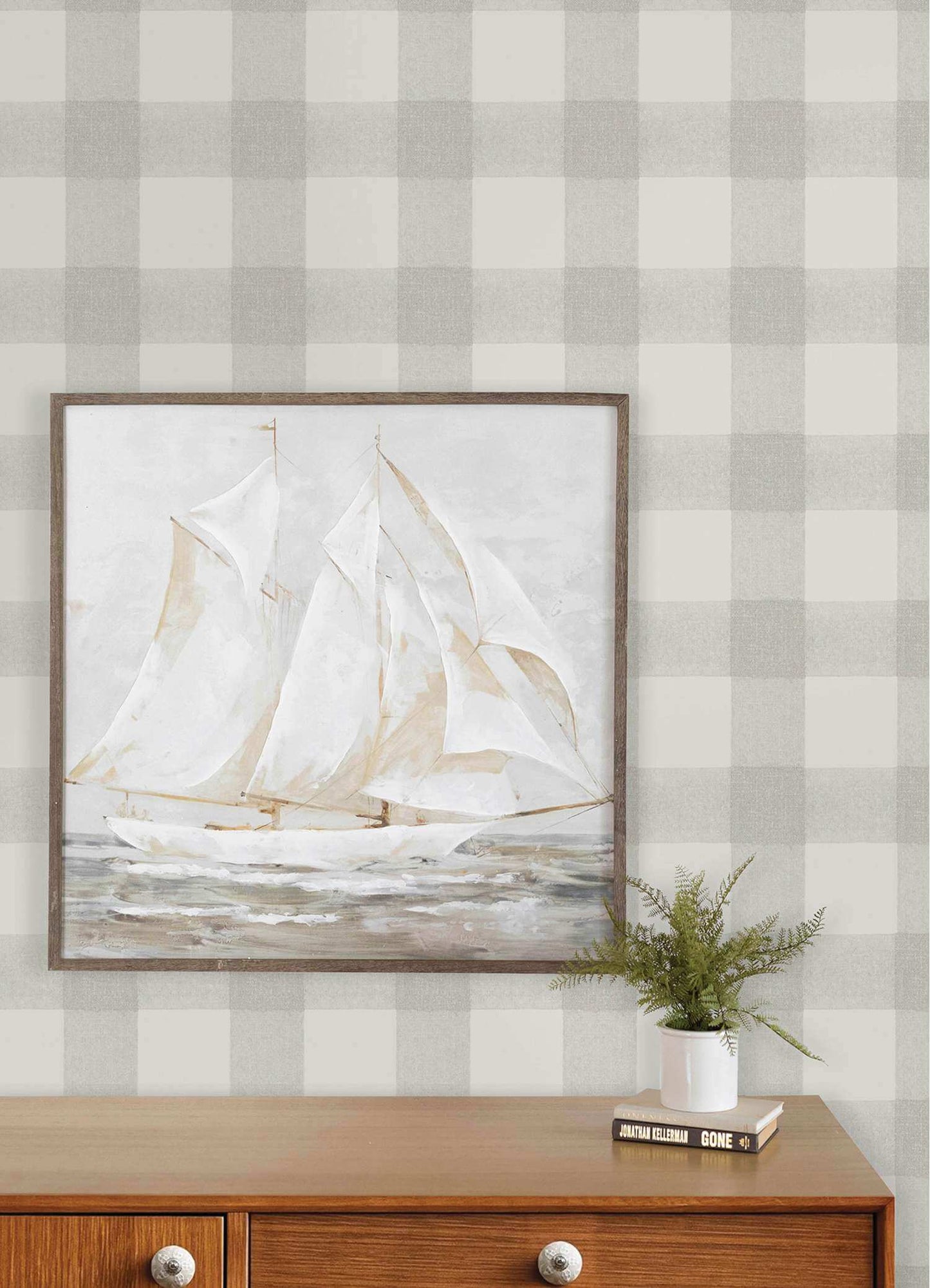 Chesapeake Plaid & Stripe Thorpe Wallpaper - Light Gray
