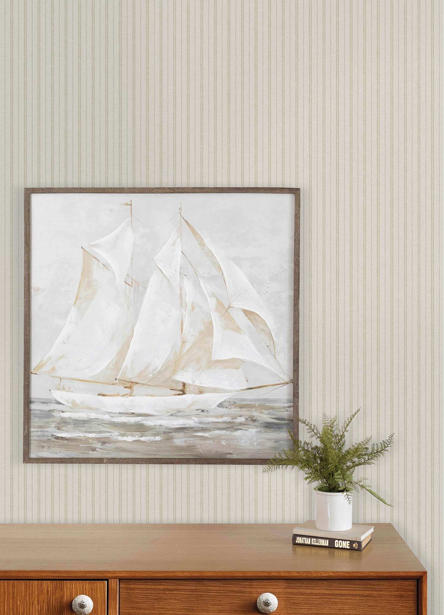 Chesapeake Plaid & Stripe Harville Wallpaper Sample - Beige
